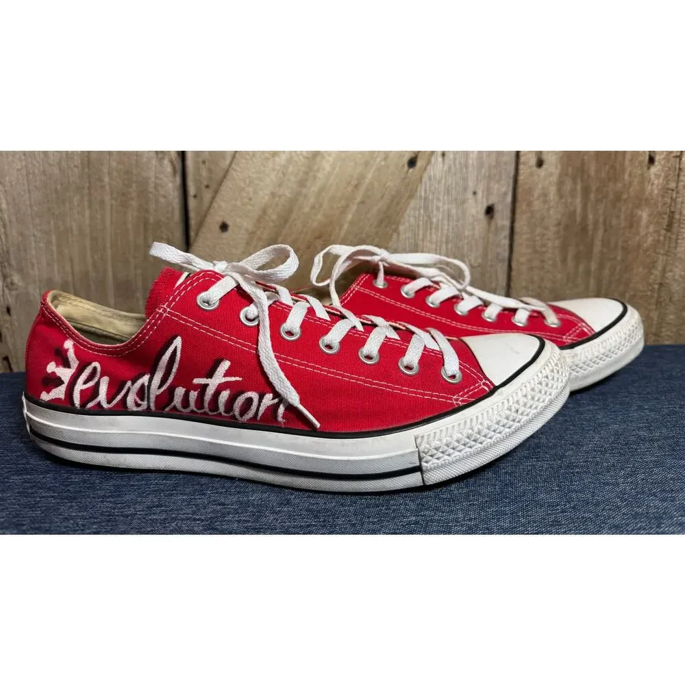 Custom Converse Chuck Taylor All Star Classic Red Low Top Shoes Men's Size 12